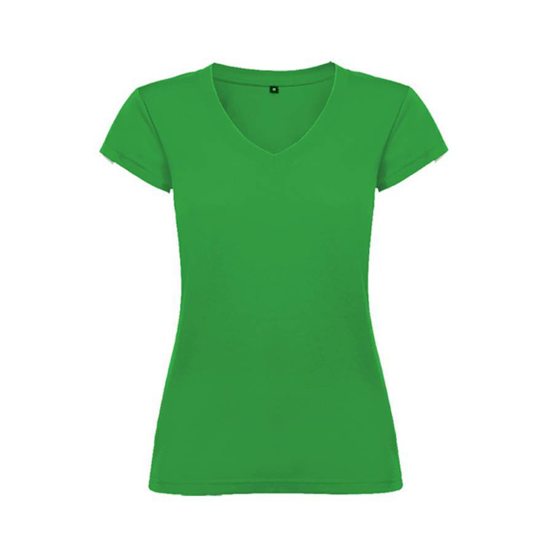 Camiseta Algodón Cuello Pico Mujer Verde