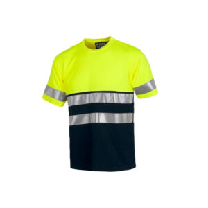 Polera Manga Corta Alta Visibilidad Azul / Amarillo