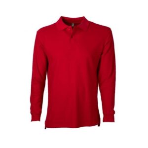 Polera Polo Essential Soft Manga Larga Hombre Roja