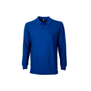 Polera Hombre Pique Manga Larga Azul Francia