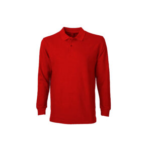 Polera Hombre Pique Manga Larga Roja