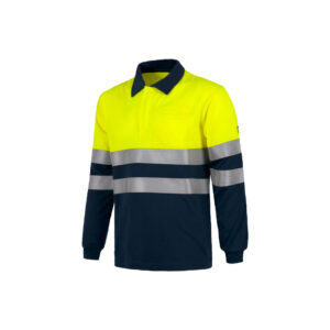 Polera Manga Larga Alta Visibilidad Azul / Amarillo