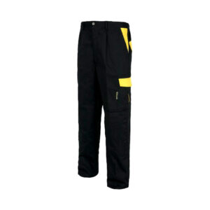 Pantalón con Elástico en cintura, Bolsillo combinado Negro/Amarillo