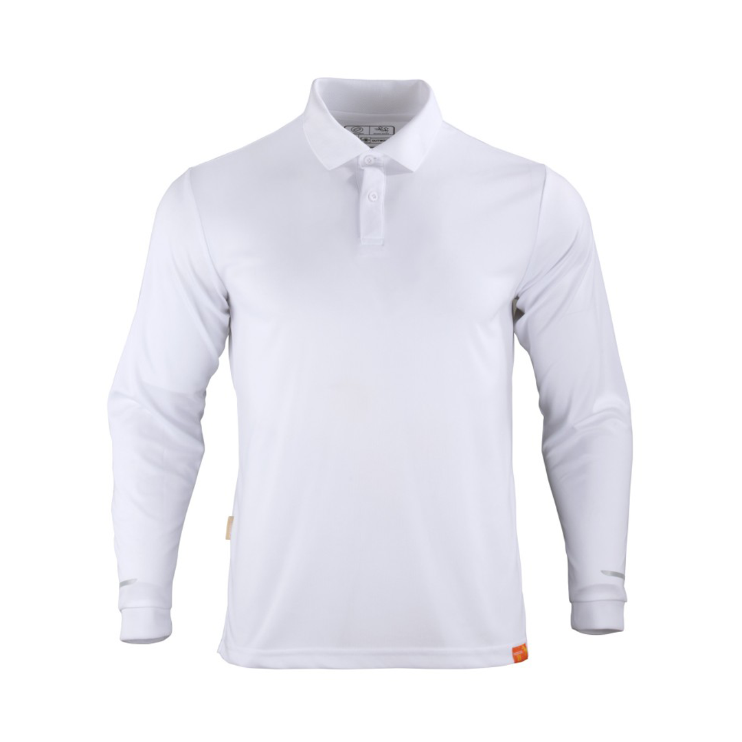 Polera Hombre Polo Work Dry Manga Larga Blanco