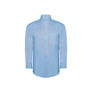 Camisa con Bolsillo Manga Larga Celeste