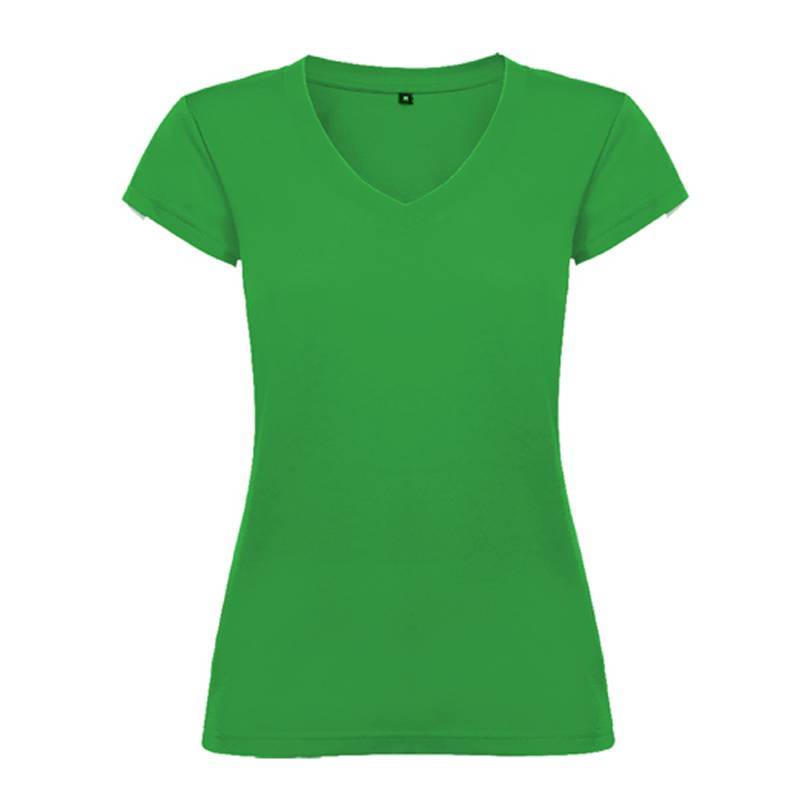 Camiseta Algodón Cuello Pico Mujer Verde - Imagen 2