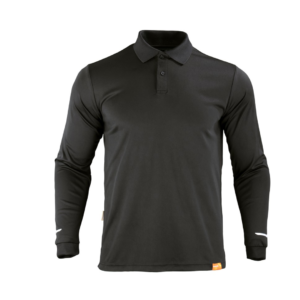 Polera Hombre Polo Work Dry Manga Larga Negra