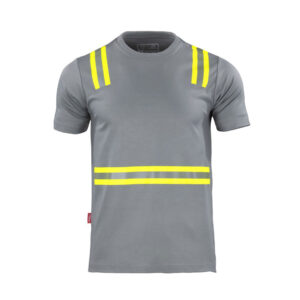 Polera Híbrida Dual Hi Vis Manga Corta Gris