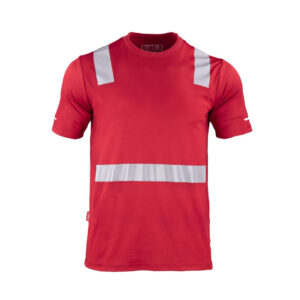 Polera Hombre Híbrida Cinta Reflectiva Manga Corta Roja