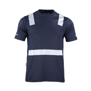 Polera Hombre Híbrida Cinta Reflectiva Manga Corta Azul