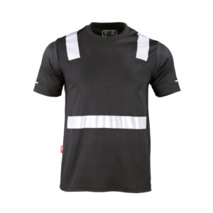 Polera Hombre Híbrida Cinta Reflectiva Manga Corta Negra