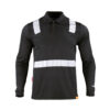 Polera Hombre Polo Híbrida Cinta Reflectiva Manga Larga Negra